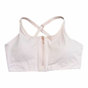 Athleta Pale Pink Peach Front-Zip Sports Bralette Adjustable Straps Size Medium